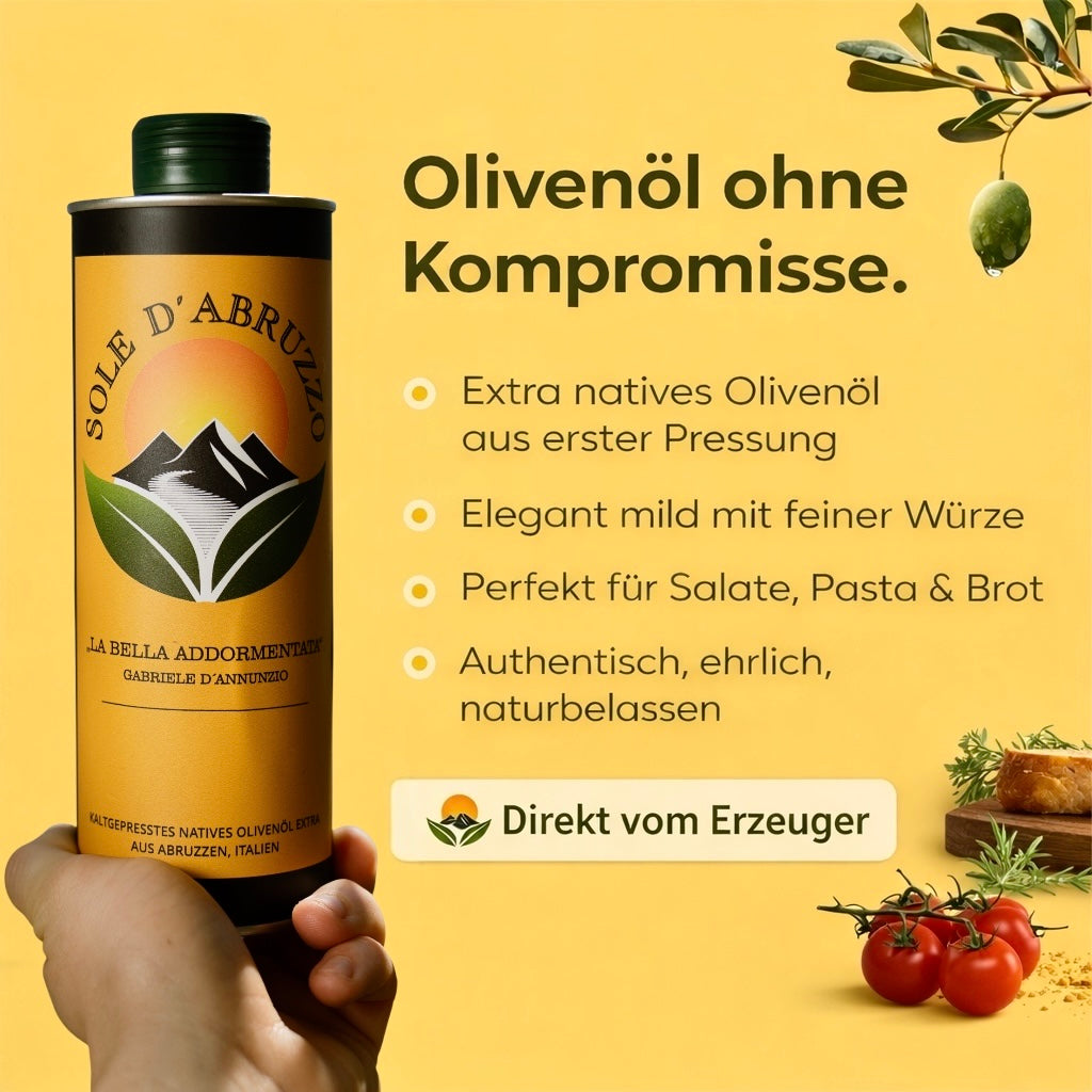 Extra Natives Olivenöl aus Italien – 250 ml – kaltgepresst