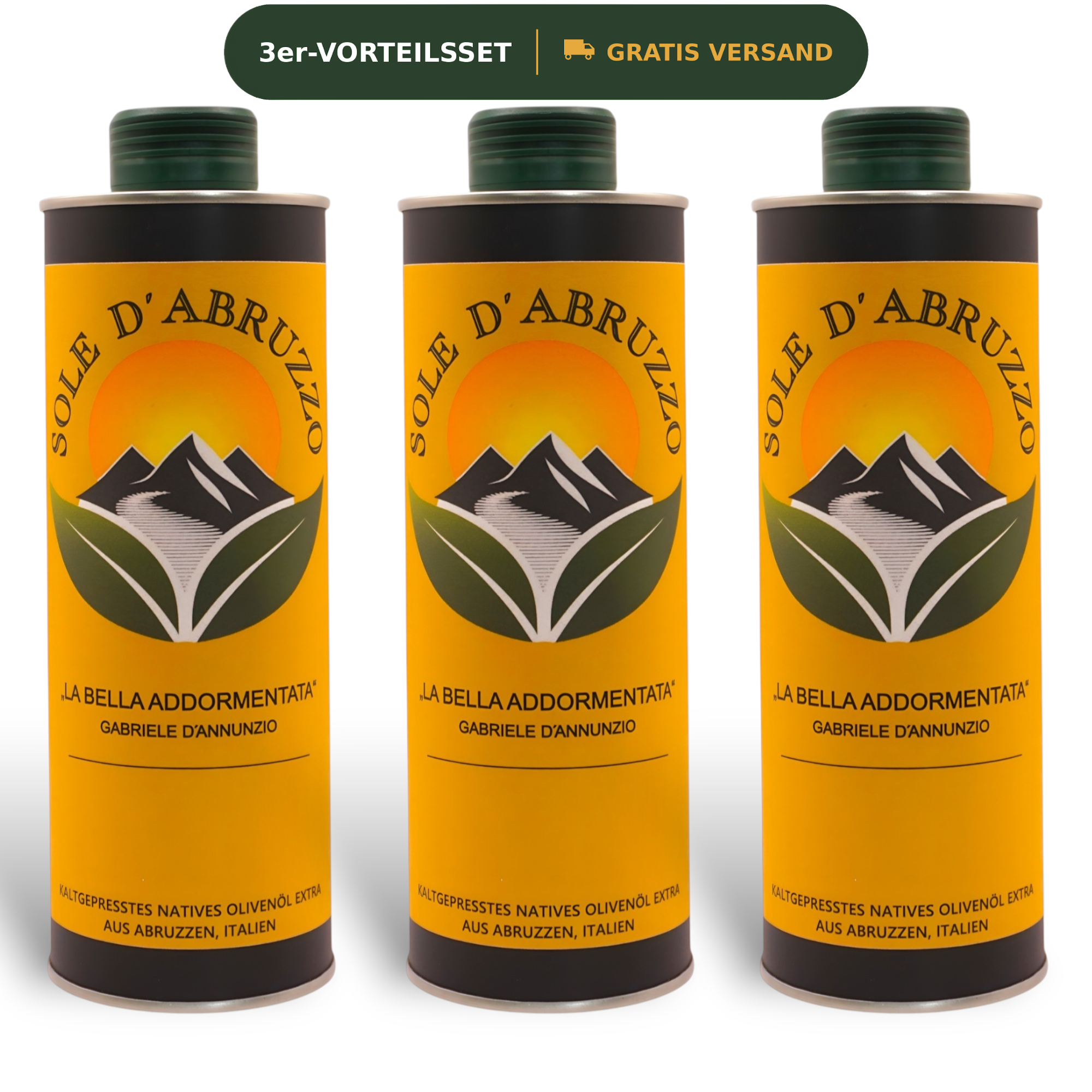 SOLE D'ABRUZZO Olivenöl Nativ Extra aus Italien (3x 500ml)