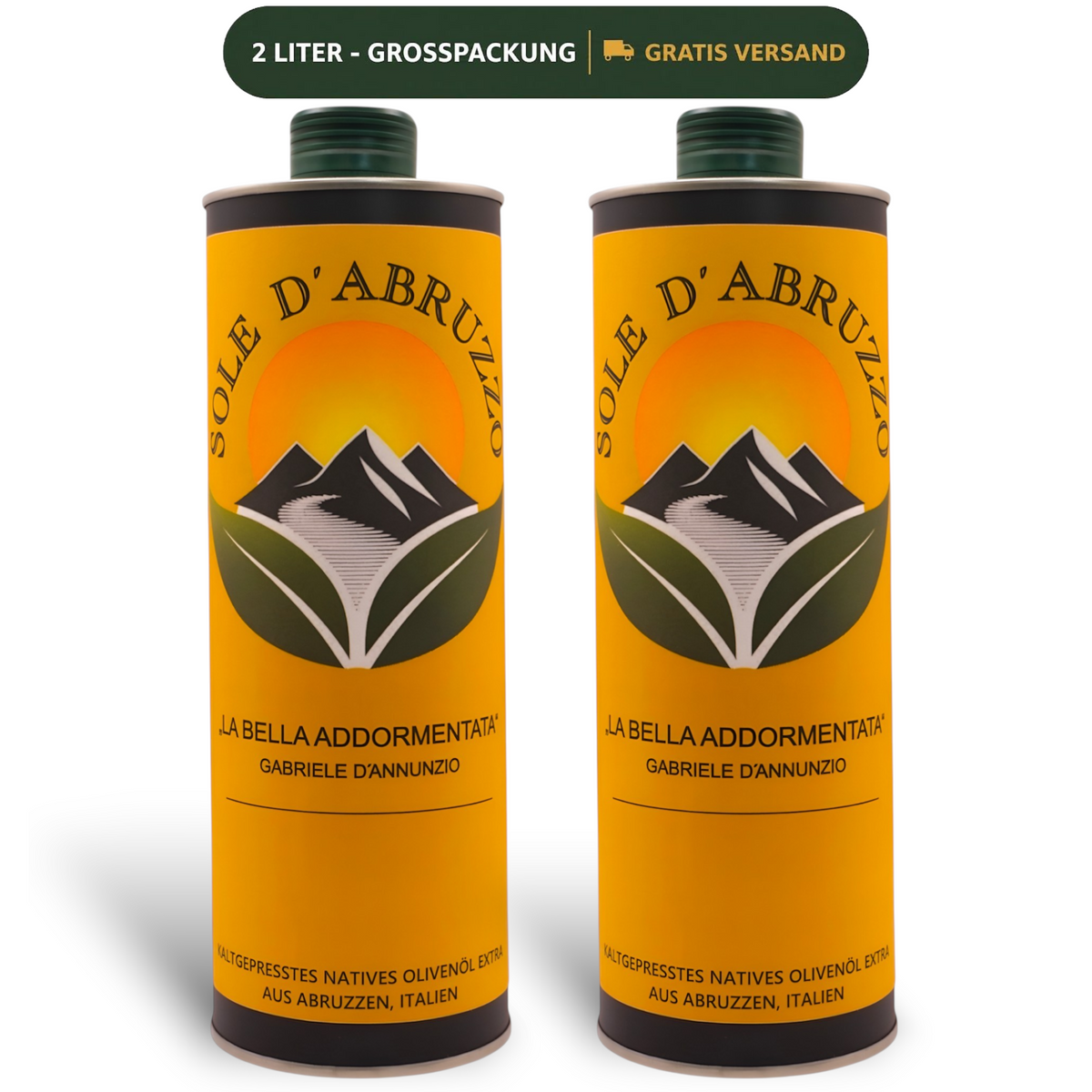 SOLE D'ABRUZZO Olivenöl Nativ Extra aus Italien (2x 1 Liter)